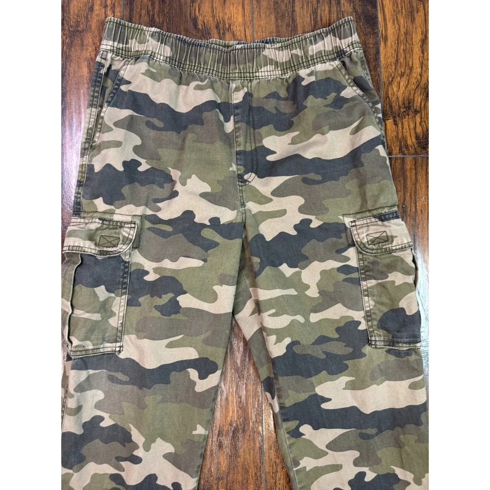 The Childrens Place Boys Camo Cargo Pants Green Brown Cotton Size 16 Husky